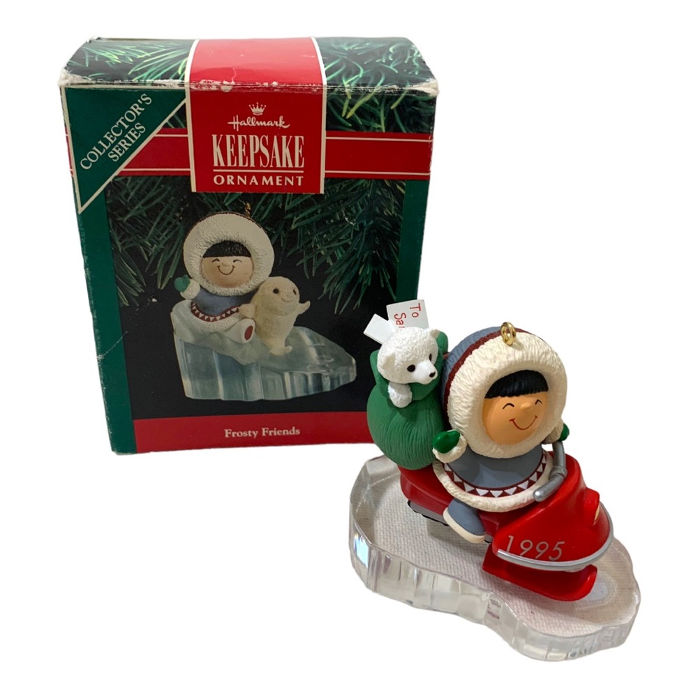 VTG 1995 Hallmark Keepsake Frosty Friends Christmas Tree Ornament Bear Eskimo